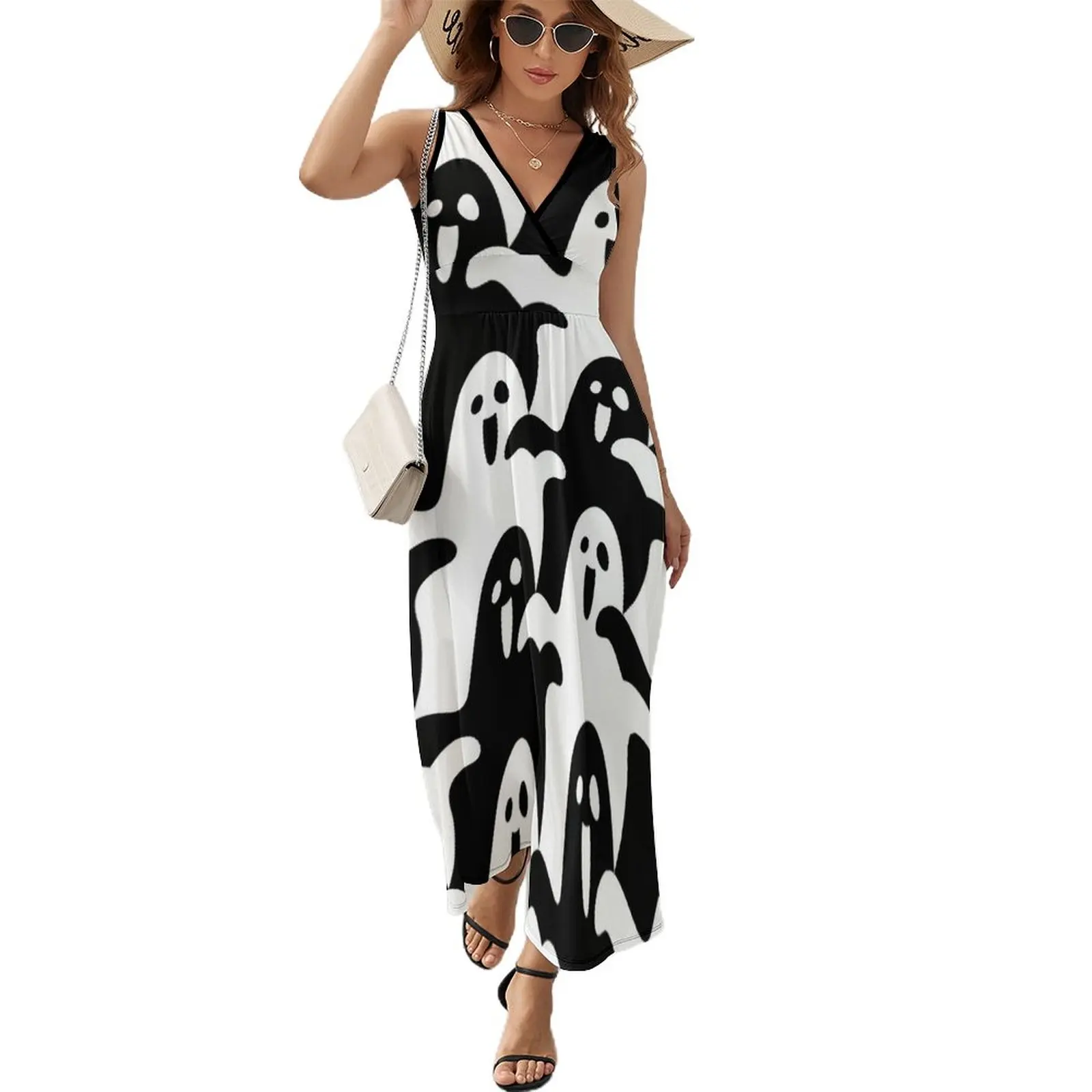 

Spooky Scary Ghosts Sleeveless Dress women's clothing summer 2024 novelties long sleeve dress