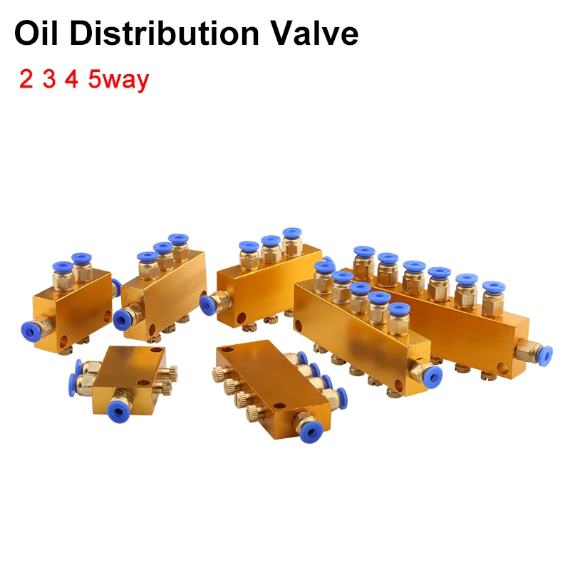 Öl verteiler ventil 2 3 4 5 6-Wege-pneumatisch einstellbarer Öl verteiler 4mm Schmierkolbenabscheider-Verteiler block