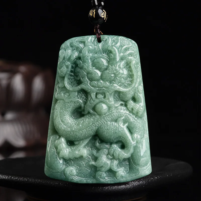

New Fashionable natural A-grade jade bean seed domineering dragon brand jade zodiac dragon pendant men's and women's jewelry