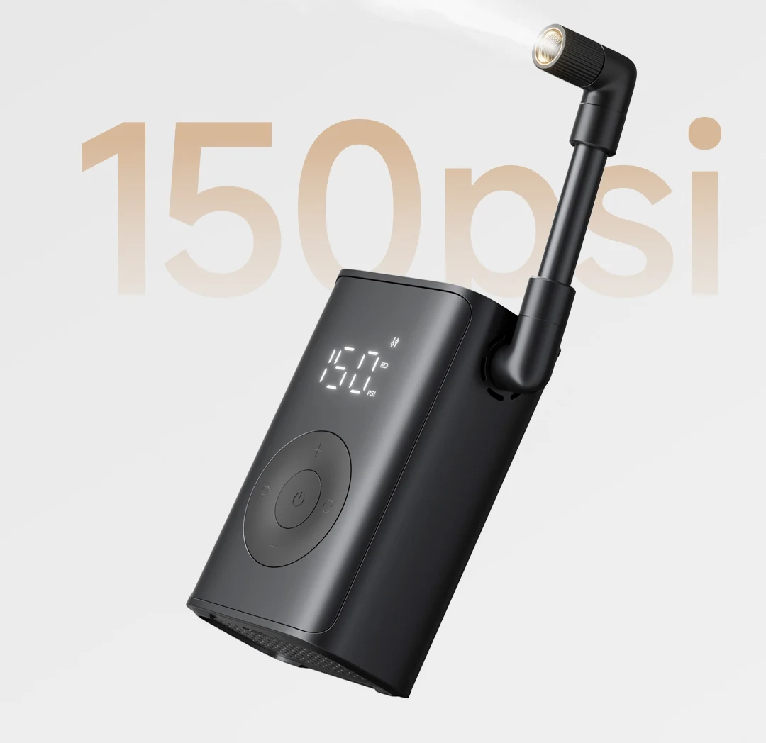 Xiaomi Mijia Portable Air Pump 150psi Digital Tire Inflator With Led Screen For Rechargeable, Bikes, Balls