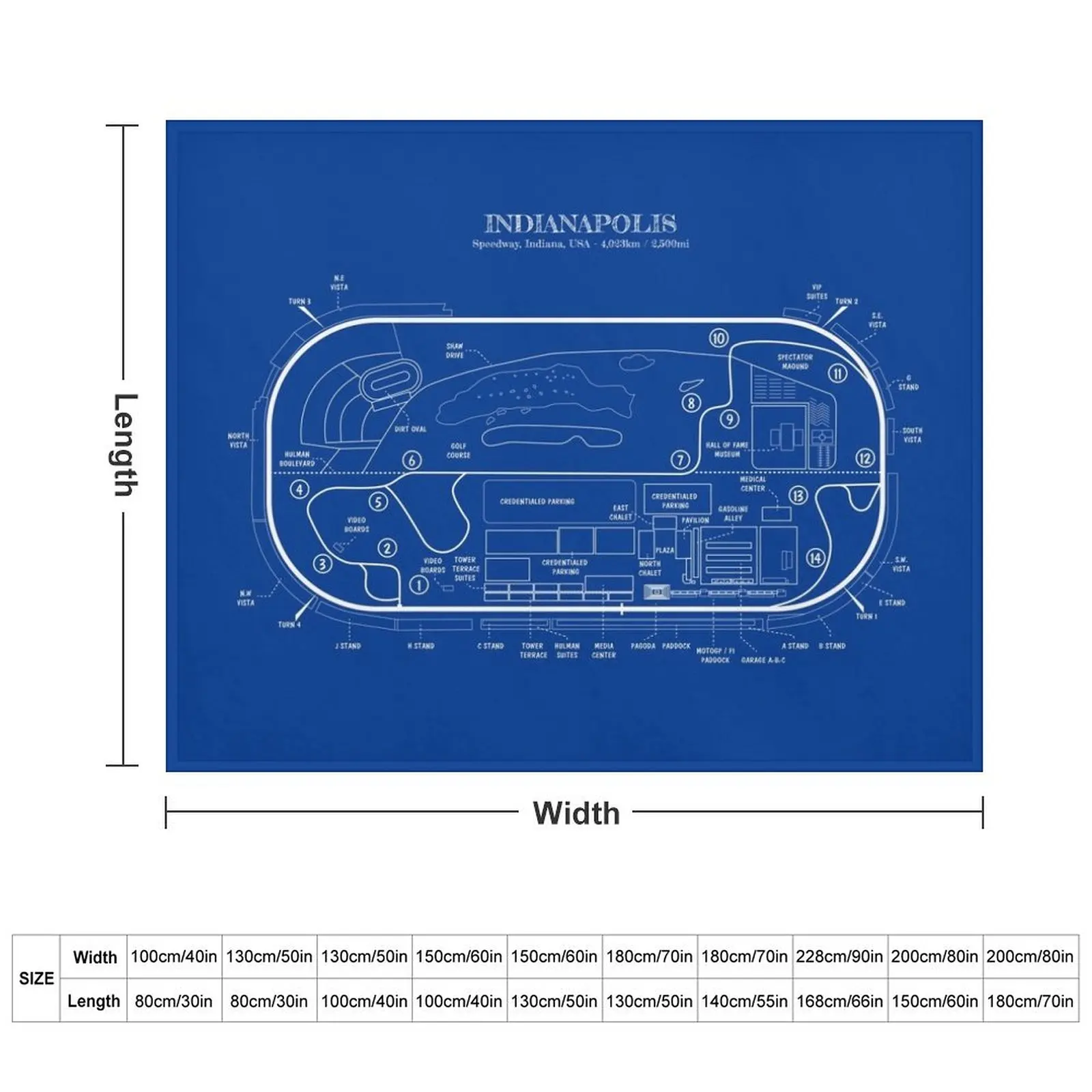 Indianapolis Motor Speedway (ลายฉลุสีขาว-ไม่มีพื้นหลัง) โยนผ้าห่ม Thin Thermals สําหรับเดินทางผ้าห่มนุ่มลายสก๊อต