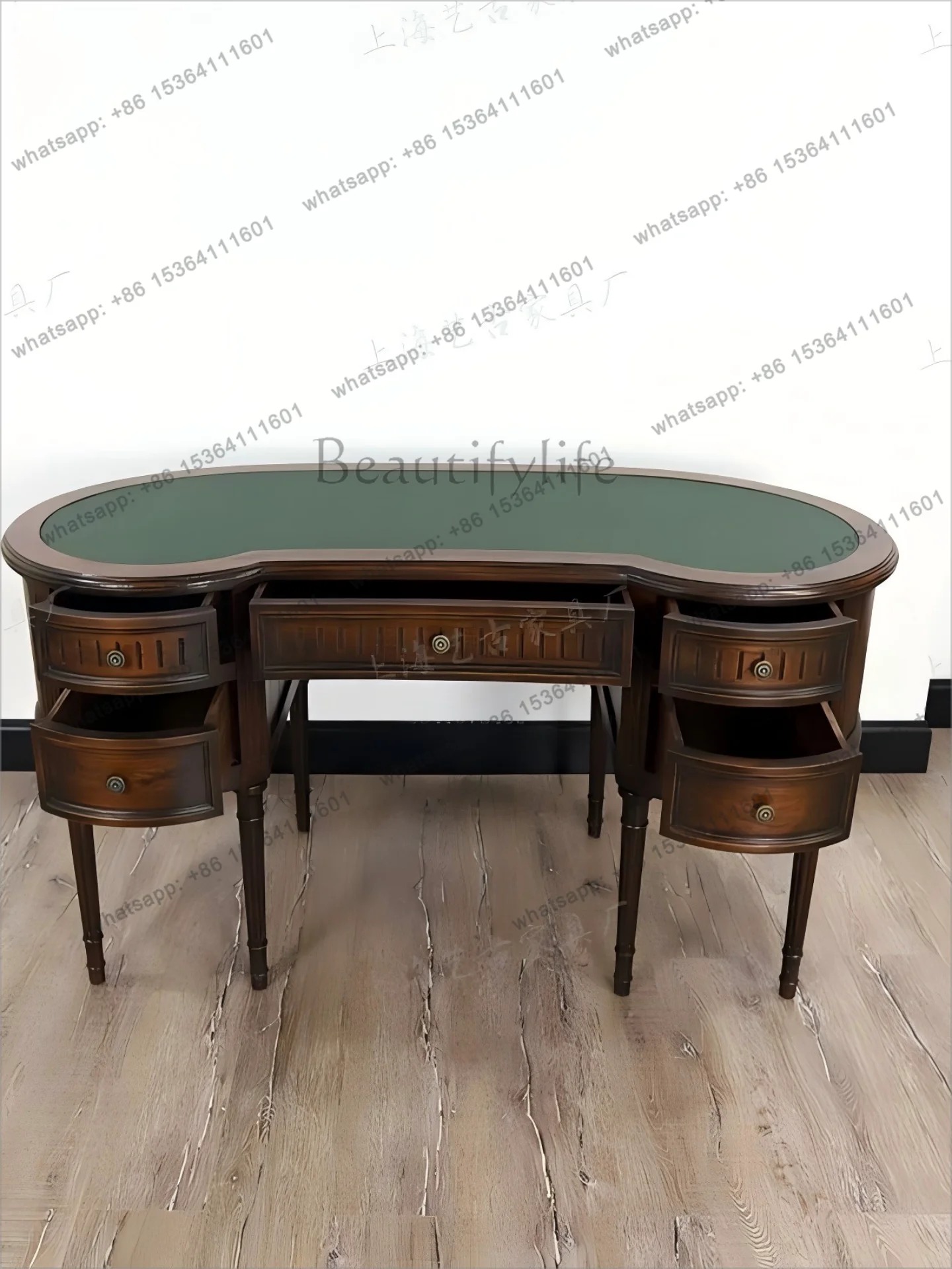 

Ретро-ностальгический домашний компьютерный стол из массива дерева и кожи, дизайнерский стол для виллы в стиле B&B Club, популярный среди интернет-знаменитостей.