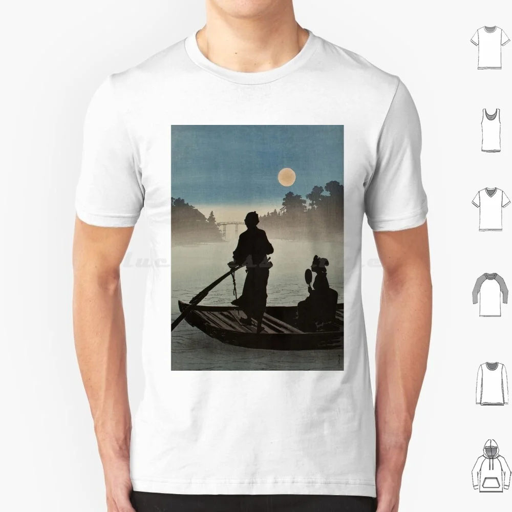 

Yoshimune Boat On The Sumida River In Moonlight T Shirt 6xl Cotton Cool Tee Japan Japanese Retro Boat Yoshimune Sumida River