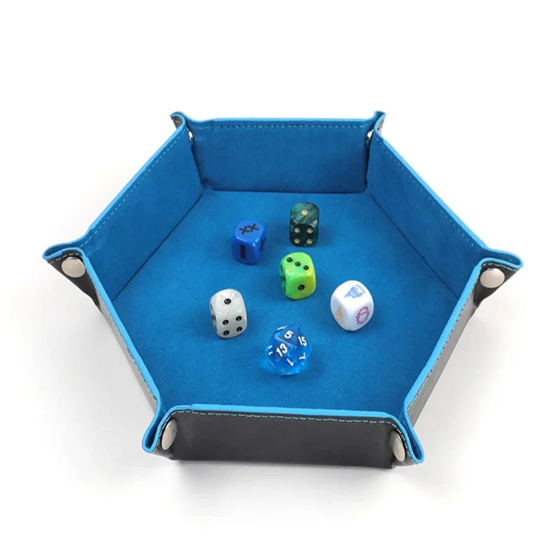 Faltbarer Würfelbehälter aus PU-Leder, Sechseckiges Münztablett für RPG-Rollenspiele und Brettspiele – Detail 18