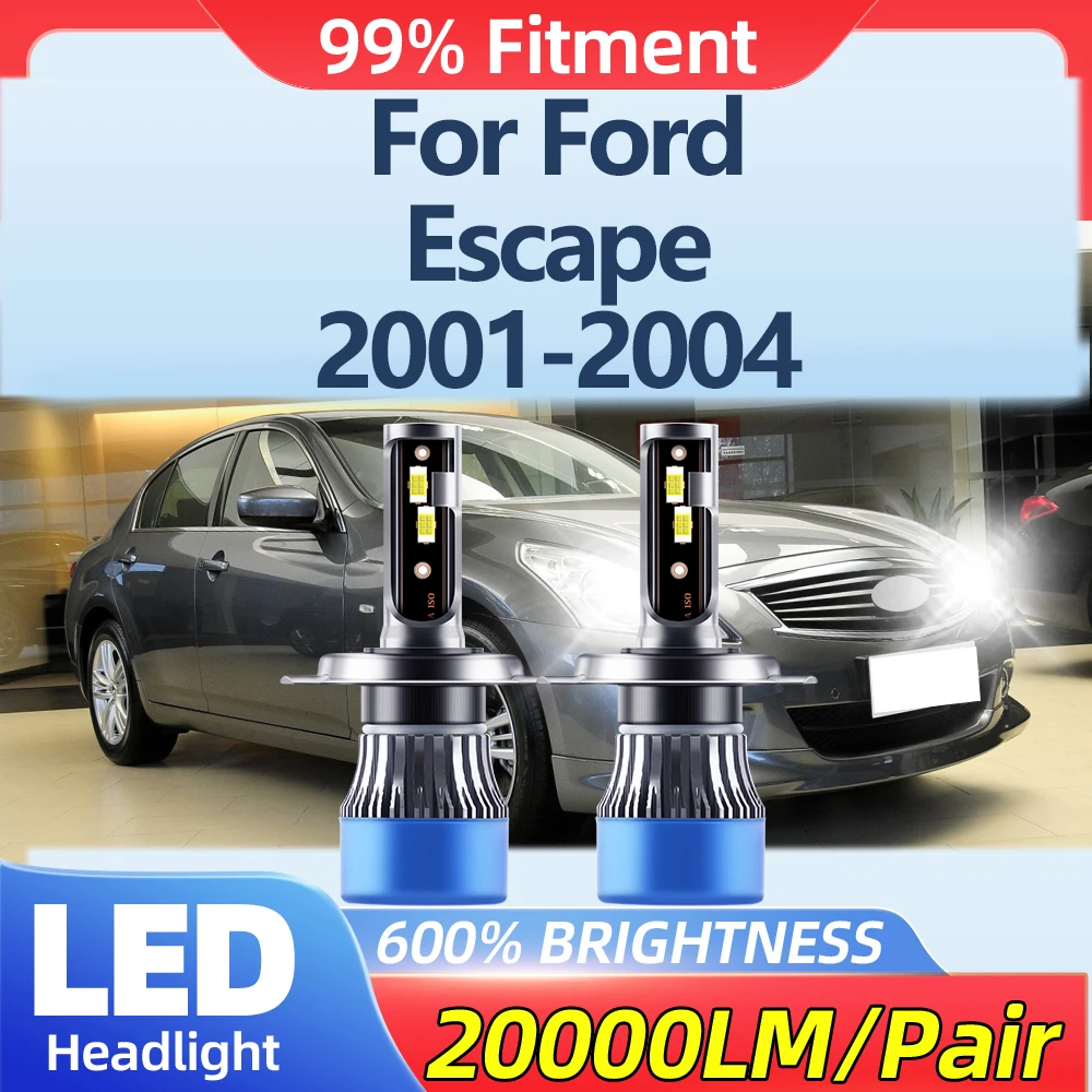 20000LM LED Headlight Bulbs 120W Turbo Auto Lamps 6000K White Car Headlamps 12V 24V For Ford Escape 2001 2002 2003 2004