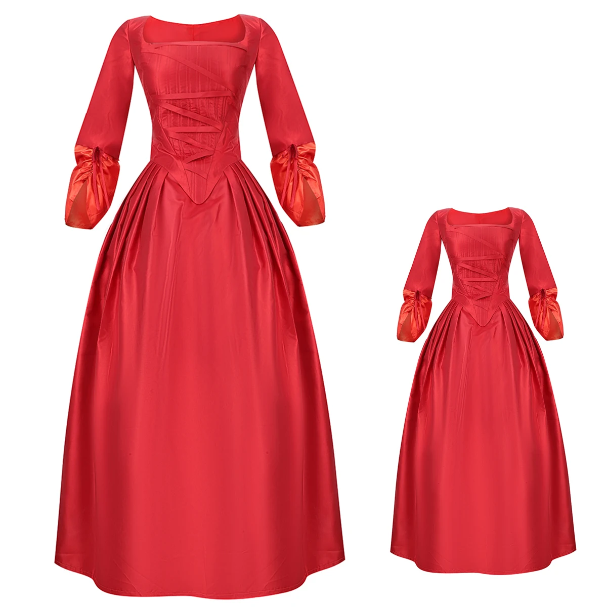 

Hamilton Musical Elizabeth Angelica Cosplay Costume Red Dress Medieval Victorian Civil War Ball Gown Family Matching Outfit