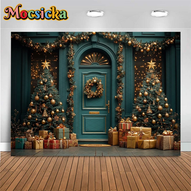 Christmas Photo Background For Shooting Green Xmas Tree Kids Family Portrait Photography Backdrops Room Decorations Photo Studio