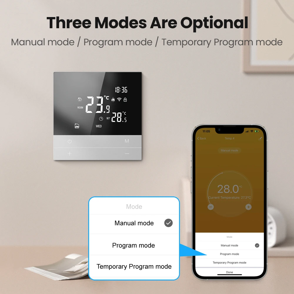 Imagem -03 - Miucda-termostato Inteligente para ar Condicionado Central Interruptor App Controle Remoto Tuya Wi-fi Funciona com Alexa Google Home