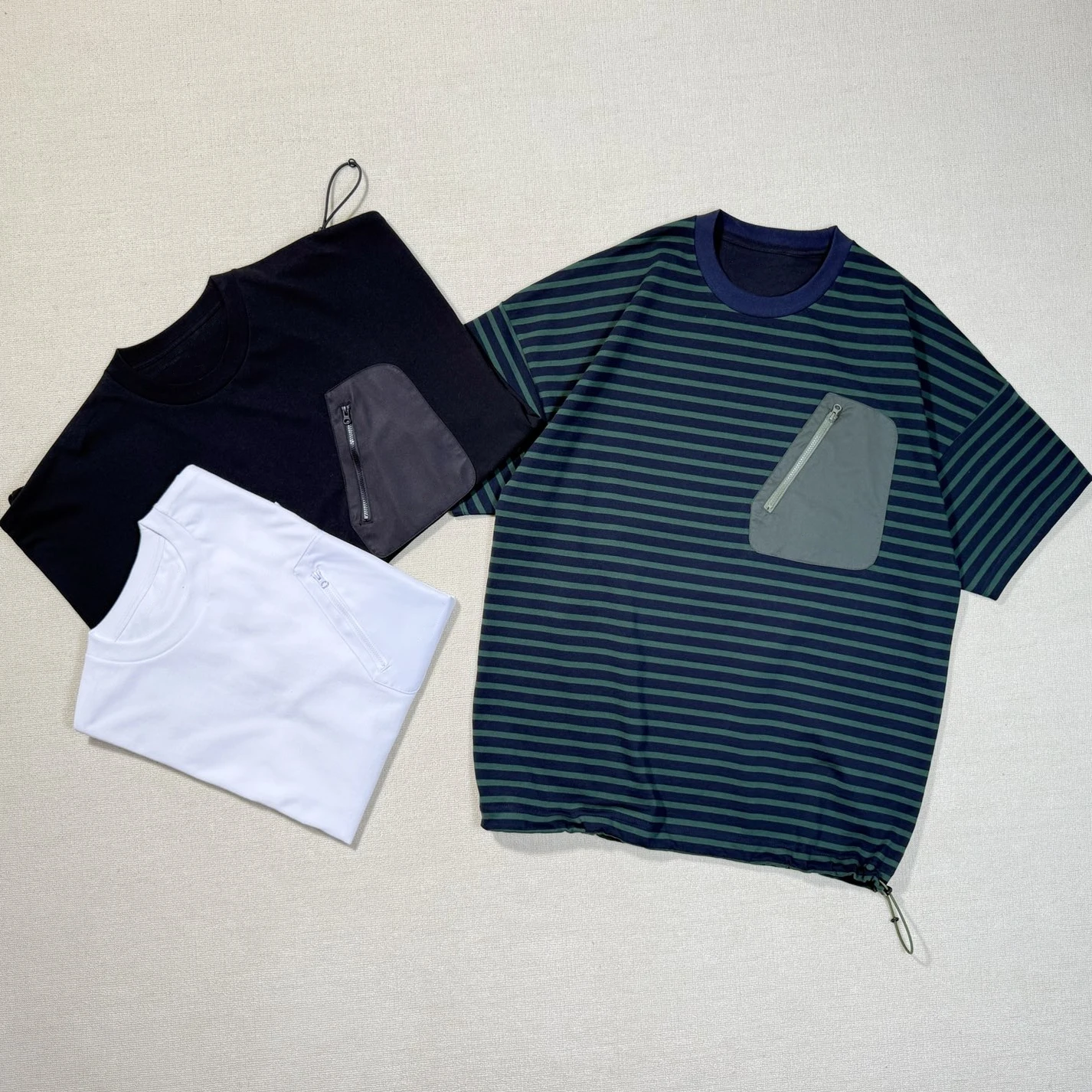 

Casual Loose Striped oulder-Length Zipper ket T-irt round Ne ort Sve Sweat Absorbent Pure Cotton ex Summer Top