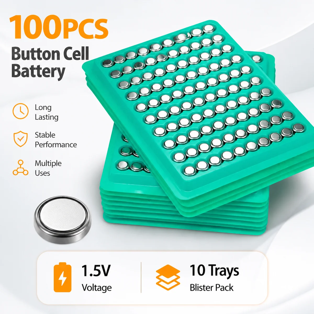 Alkaline Button Cell Battery 1.55V 200PCS AG13 LR44 Coin Batteries for Watch Toy Remote, AG3 AG4 AG10 LR41 LR626