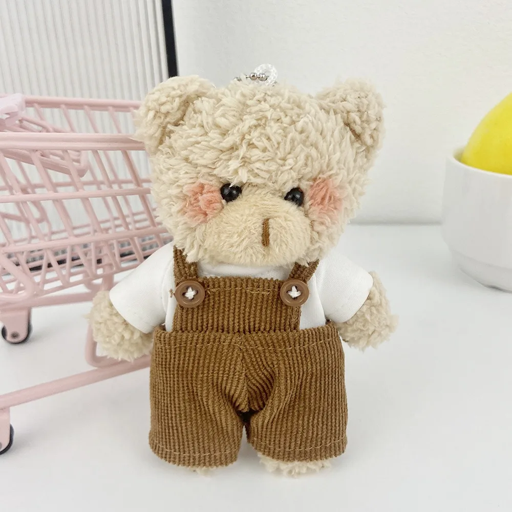 Kawaii Cute Cartoon Little Bear Keychain Soft Stuffed Creative Little Bear Wear Clothes Bear 12cm Keychain Couple