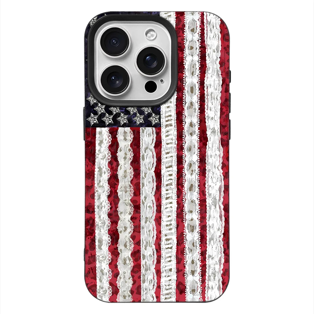 Lace Flag Vintage Phone Case For Samsung A05S A06 07 15 16 34 35 53 54 55 S23 24 25 Ultra S24 FE A17 26 36 56 Protective Cover