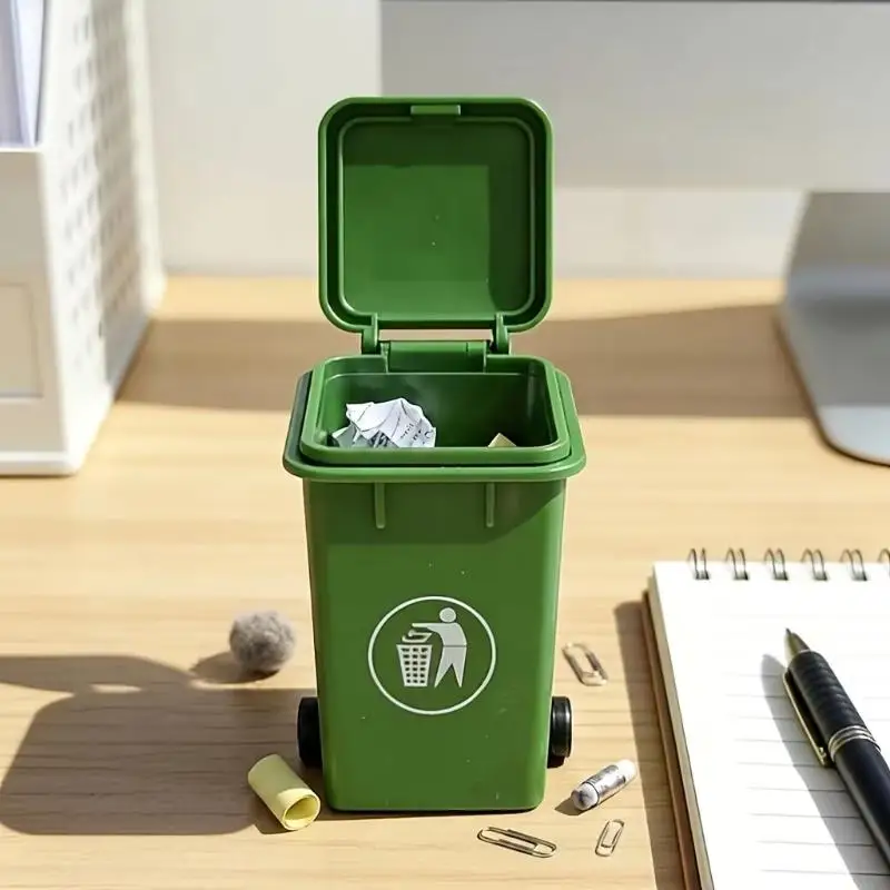 1 Set Mini Desktop Storage Bin Portable Desk Trash Container Multifunctional Organizer Holder For Office Stationery