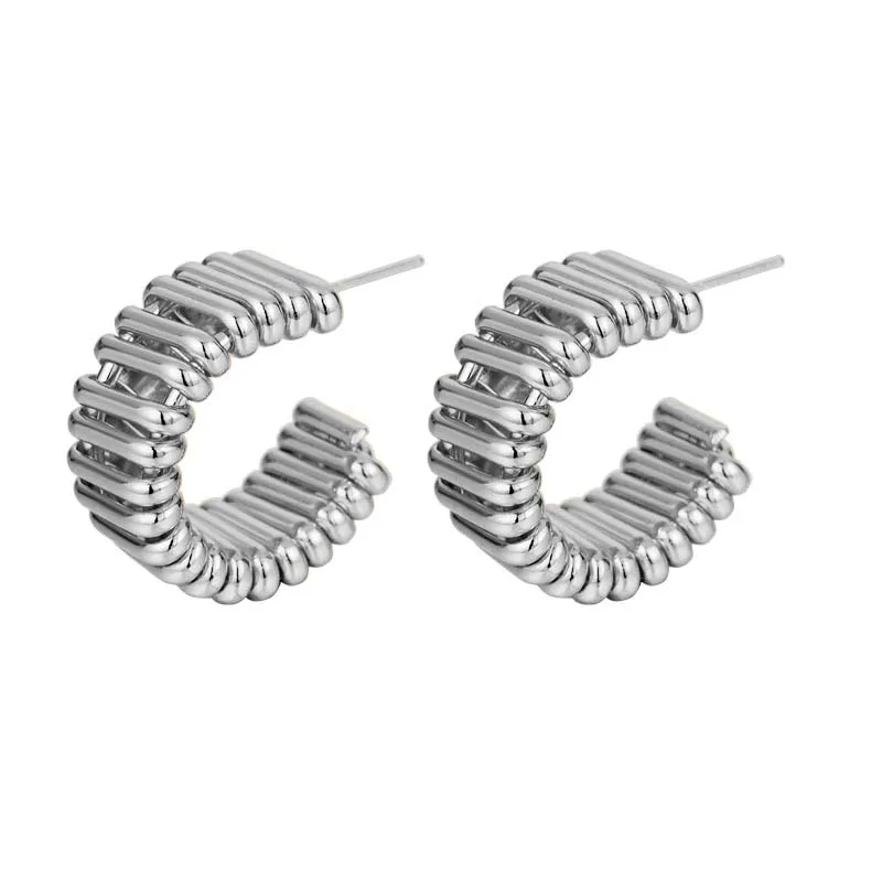 Vintage Gold Color Twisted Chunky Round Hoop Earrings For Woman 2024 New Trend C-shaped Circle Earrings Jewelry Gifts image 6