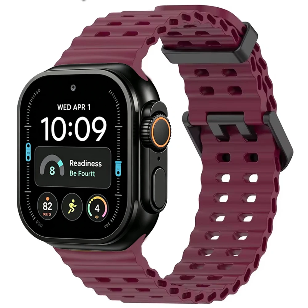 Ocean Silikonarmband für Apple Watch Band Ultra 4/3/2/1 49mm Serie 12 11 10 46mm Komfortables Armband IWatch 9 8 7 6 5 4 SE 45/44mm – Detail 6