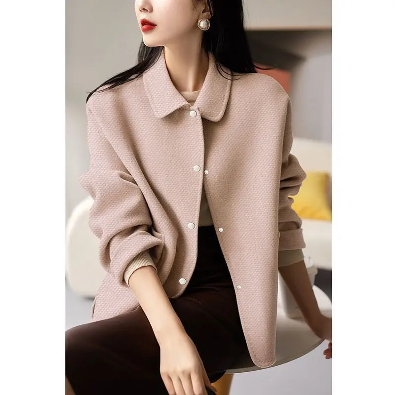 2023 Autumn Winter Women Vintage Elegant Fashion Chic Single Breasted Outwear Jacket Female Simple Casual Solid Loose Sweet Coat