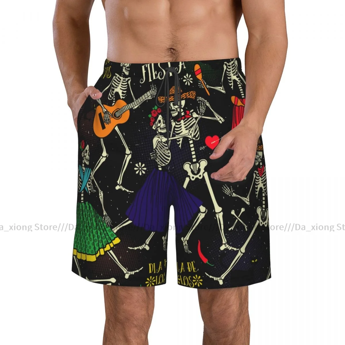 Day Of The Dead The Skeleton Dance Quick Dry Swimming Shorts For Men Swimwear Swimsuit Trunk Bathing Beach Wear