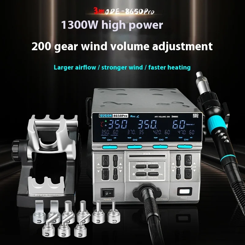 8650Pro 1300W Industrial Grade Hot Air Rework Station Hot Air  Electronics Soldering Station for BGA SMD PCB Repair Tools