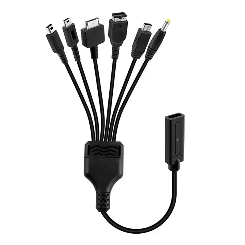 

ABSK-For NDS Lite Wii U New 3DS XL LL 2DS GBA SP PSP Charging Cable 6 In 1 USB Cord Game Accessories