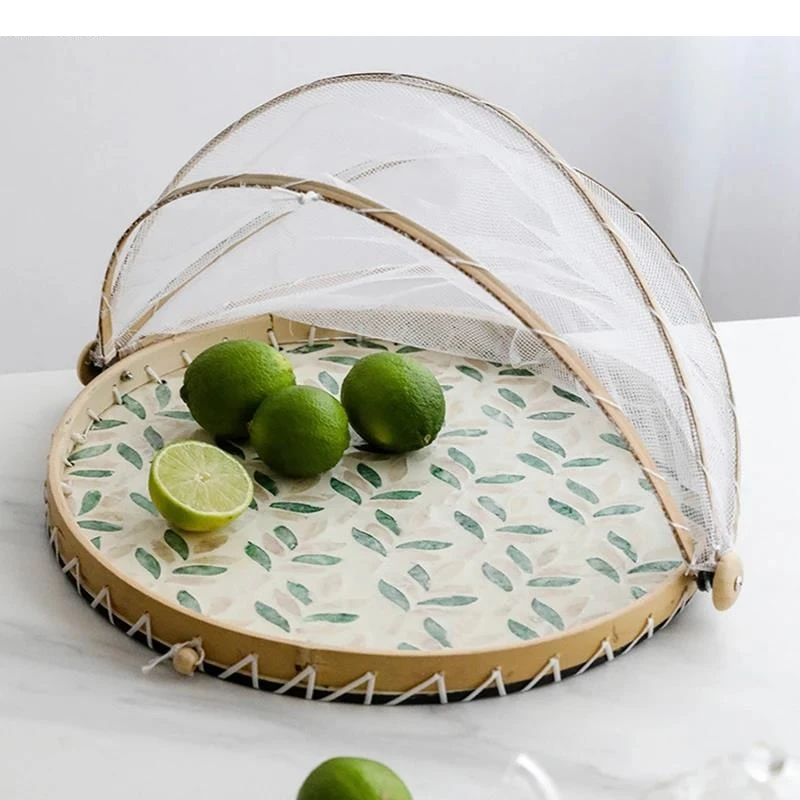 Storage Tray Fruit Plate Bread Basket Dust Covers Household Dining Table Cover Snacks Dessert Candy Trays