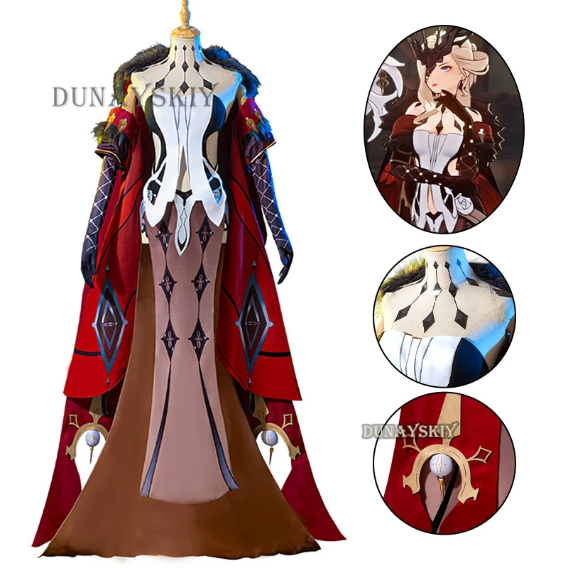 Cosplay la signora das faire dame cosplay kostüm spiel genshin impact cos rosalyne kostüm mit cosplay perücke spiel genshin impact