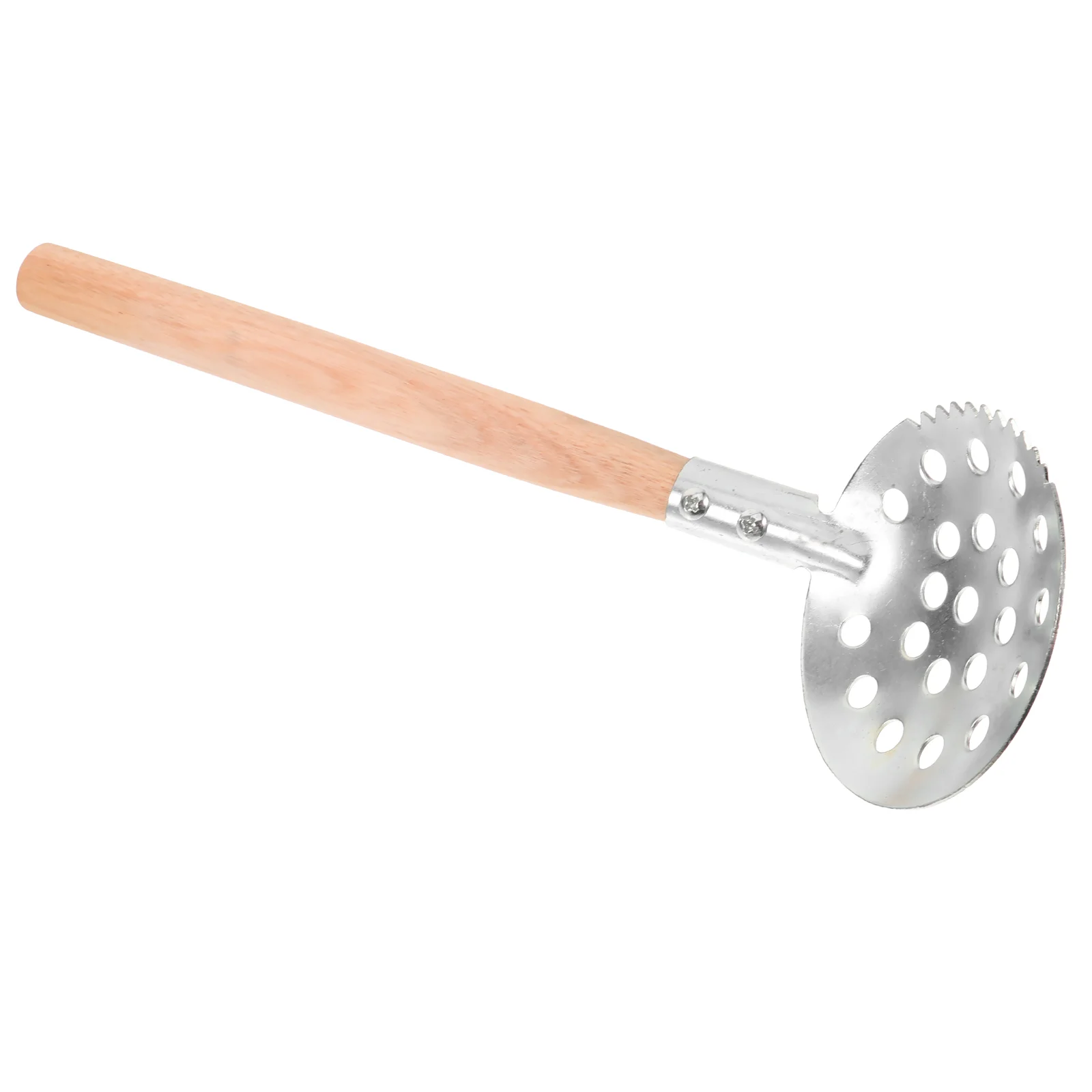 

Serrated Ice Fishing Spoon Convenient Equipment Metal Gear Ergonomic Supplies Scoop Wood Accessory Outdoor Skimmer