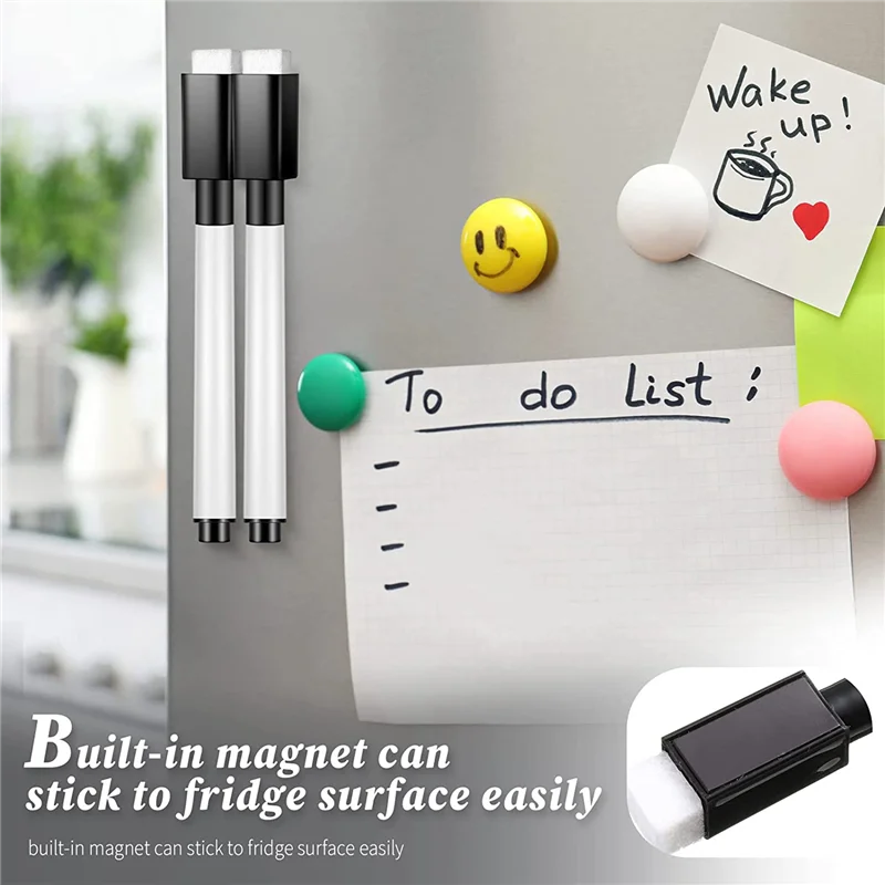 100 Pieces Magnetic Dry Erase Markers Whiteboard Black Dry Erase Markers with Rubber Cap Fine Tip Dry Erase Markers