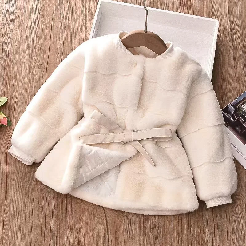 

Baby Girls Jacket Autumn Winter Warm Faux Fur Coat For Girl Snowsuit Plush Christmas Princess Outerwear Child Clothing 80-120CM