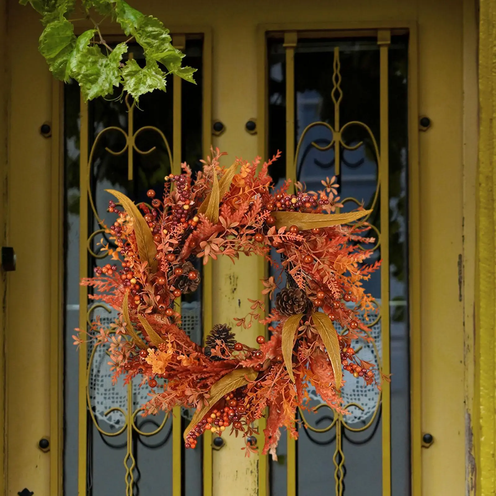 

Осенний береговой эвкалиптовый венок на Хэллоуин, подвесная на дверь, искусственная для патио