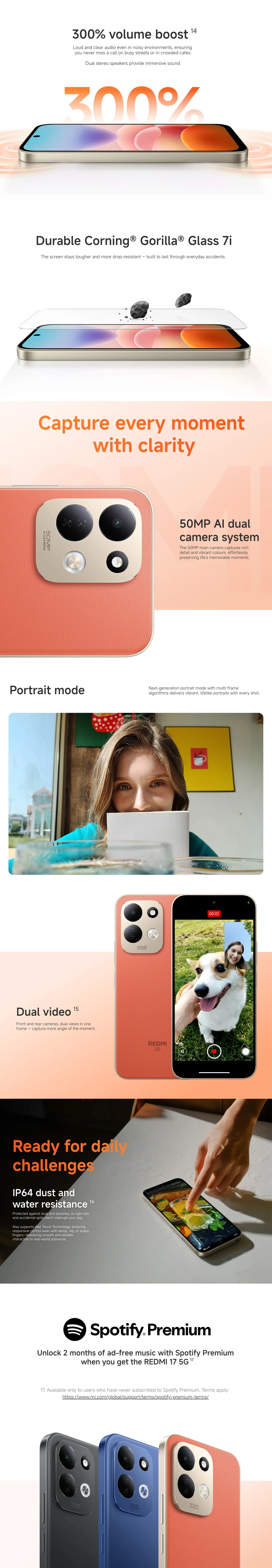 Redmi 17 5g Global Version Mobile Phone Nfc 50Mp Ai Dual Camera System 7500Mah Battery Snapdragon 4 Gen 5 Dual Sim Amoled Fast Charge