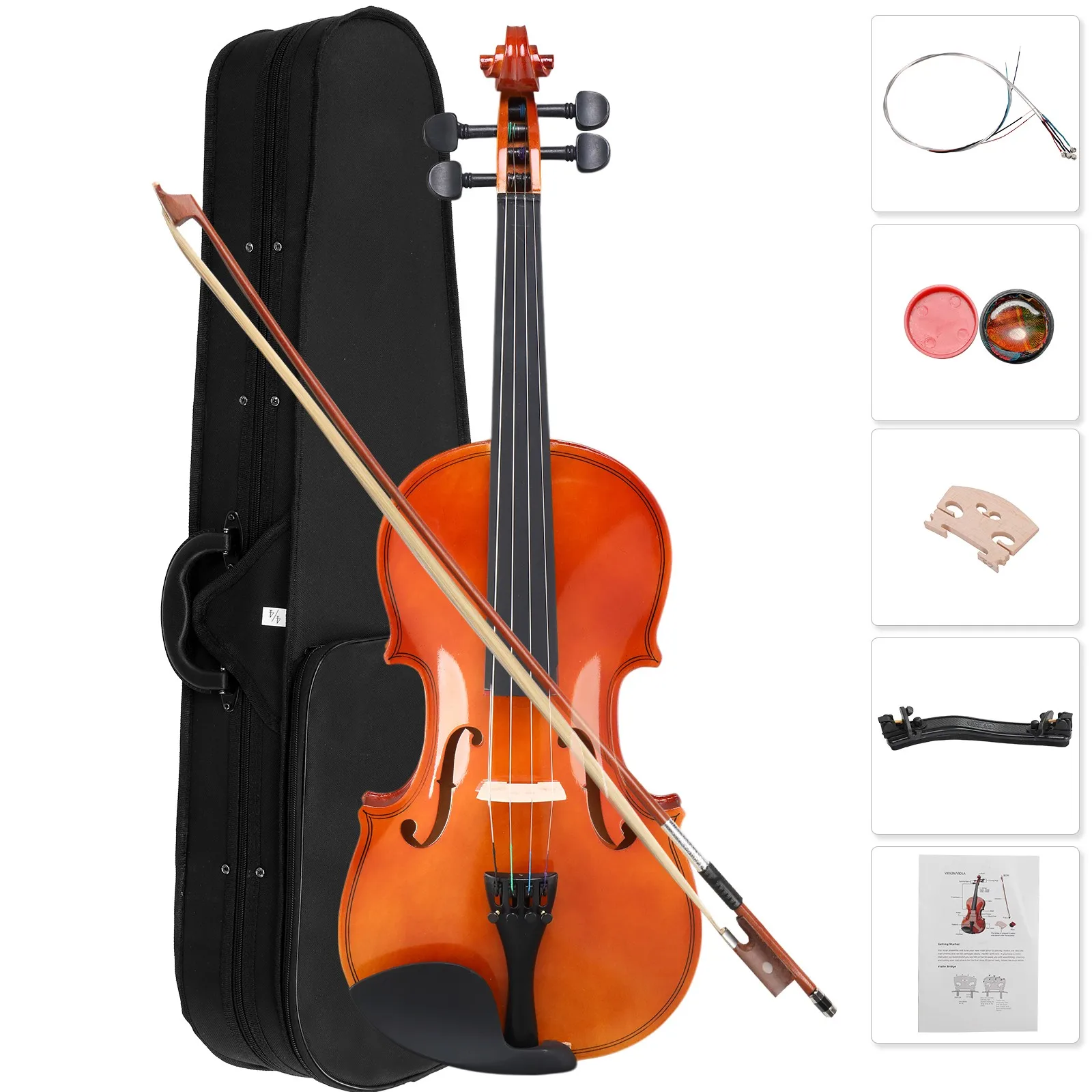 

2 x New Acoustic Natural Violin Fiddle Full Size 4/4 + Csae & Bow & Rosin