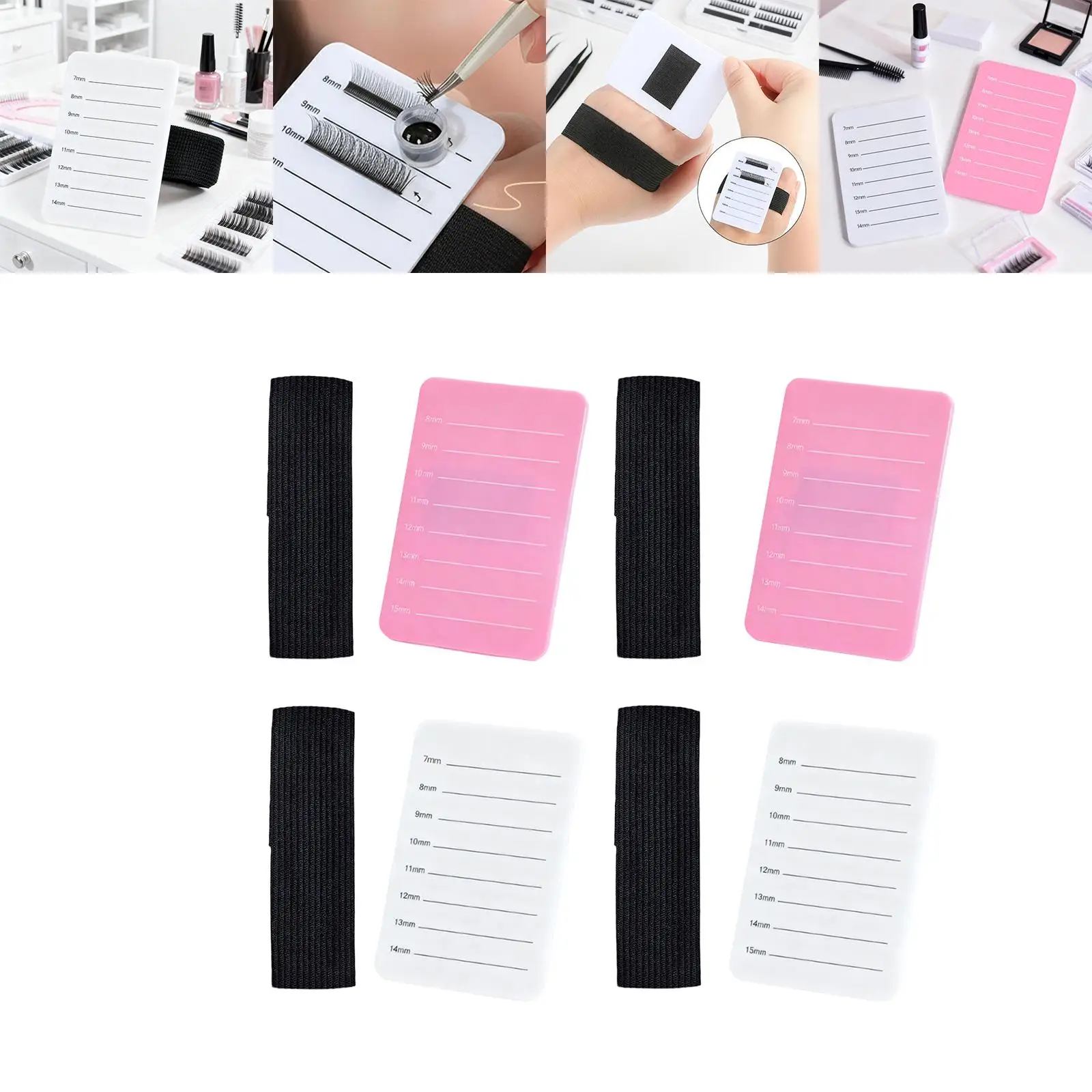 속눈썹 홀더 속눈썹 연장 핸드 팔레트 트레이 도구, 편리하고 튼튼하며 조절 가능한 손목 스트랩 포함, 가짜 속눈썹 트레이