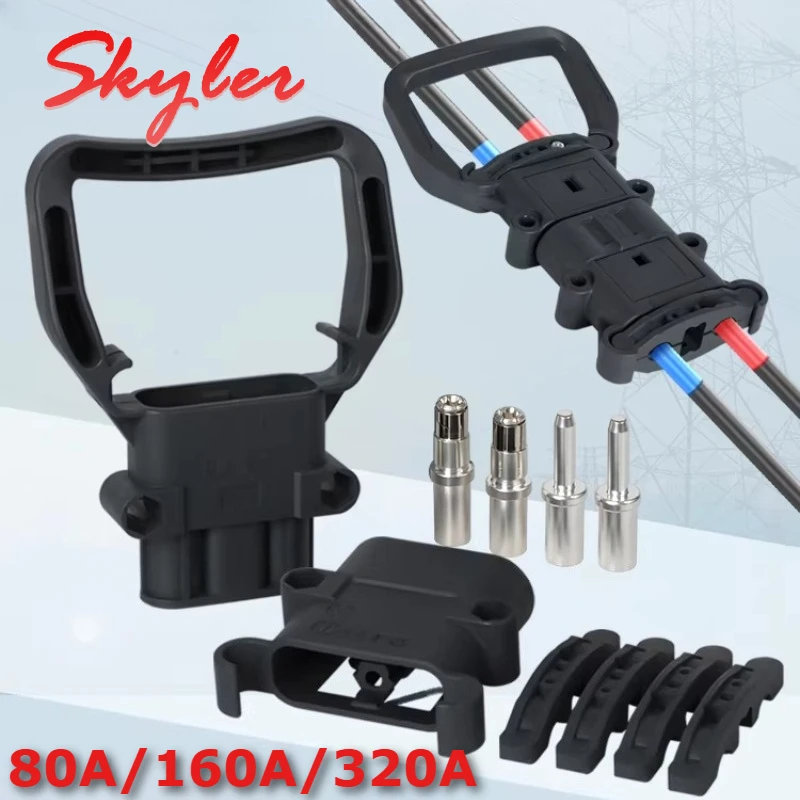 Conector de Carga para Baterías de Montacargas REMA 80A/160A, Enchufe Rápido Industrial DC 150V, Conectores de Alimentación Macho y Hembra de Alta Corriente 320A