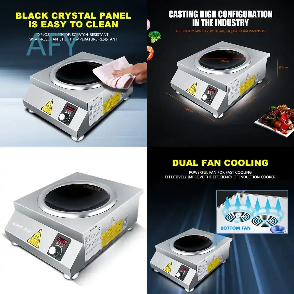 High Power 6000W Induction Cooker for Hotel Restaurant Commercial Kitchen for Concave Stove Desktop Cooking Machine for