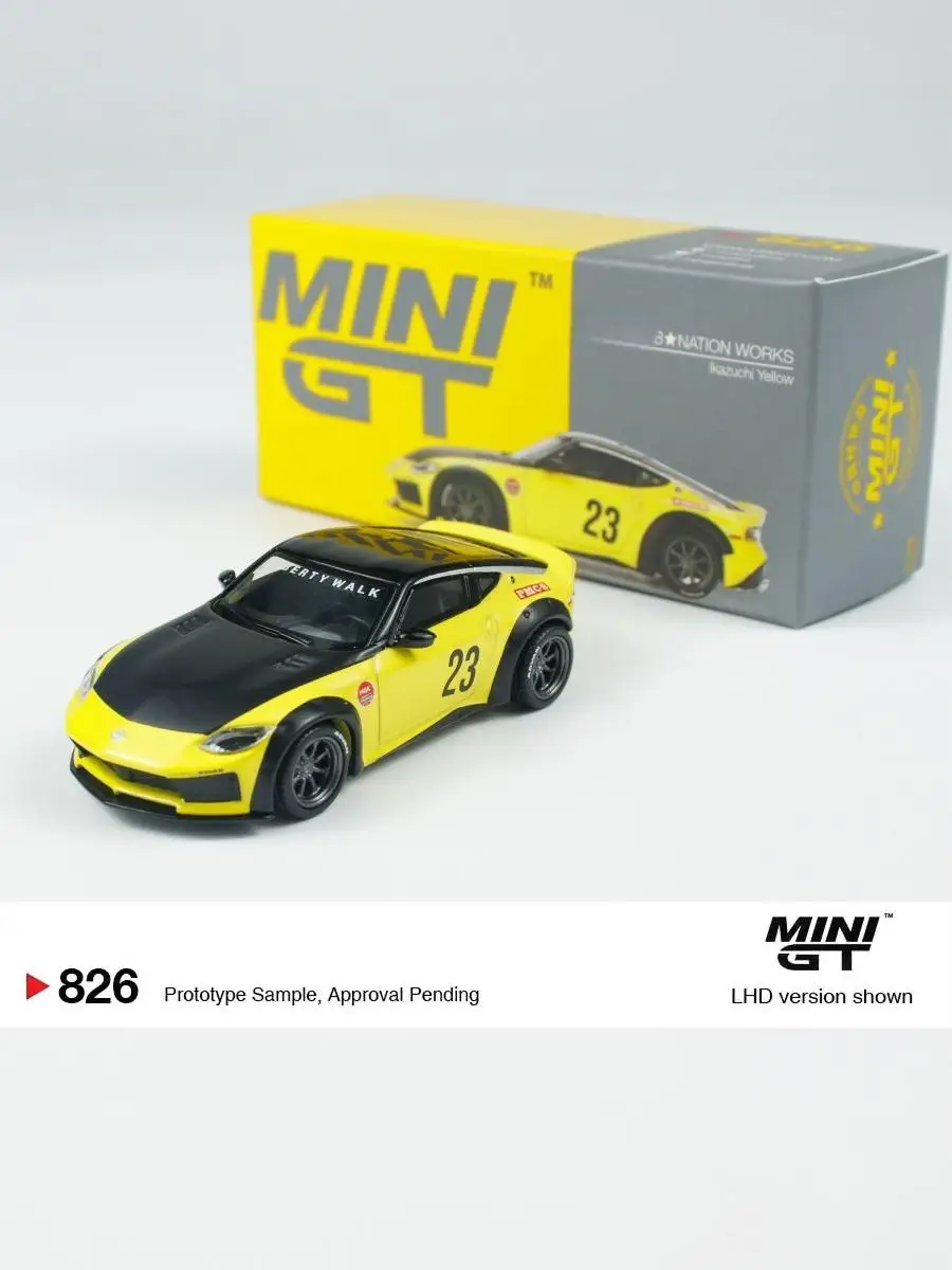 

TSM MINIGT 1:64 Z LB★NATION WORKS Minigt 826 Ikazuchi Yellow Die-cast Alloy Car Model Collection Gift