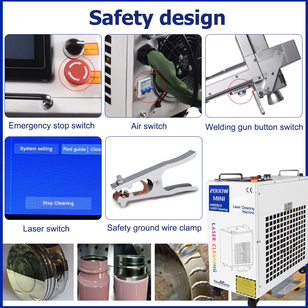 1500W Fiber Laser Cleaning Machine Industrial Cleaner for Rust Remove Oil Paint Clean Width 300MM Relfar Double Pendulum Head