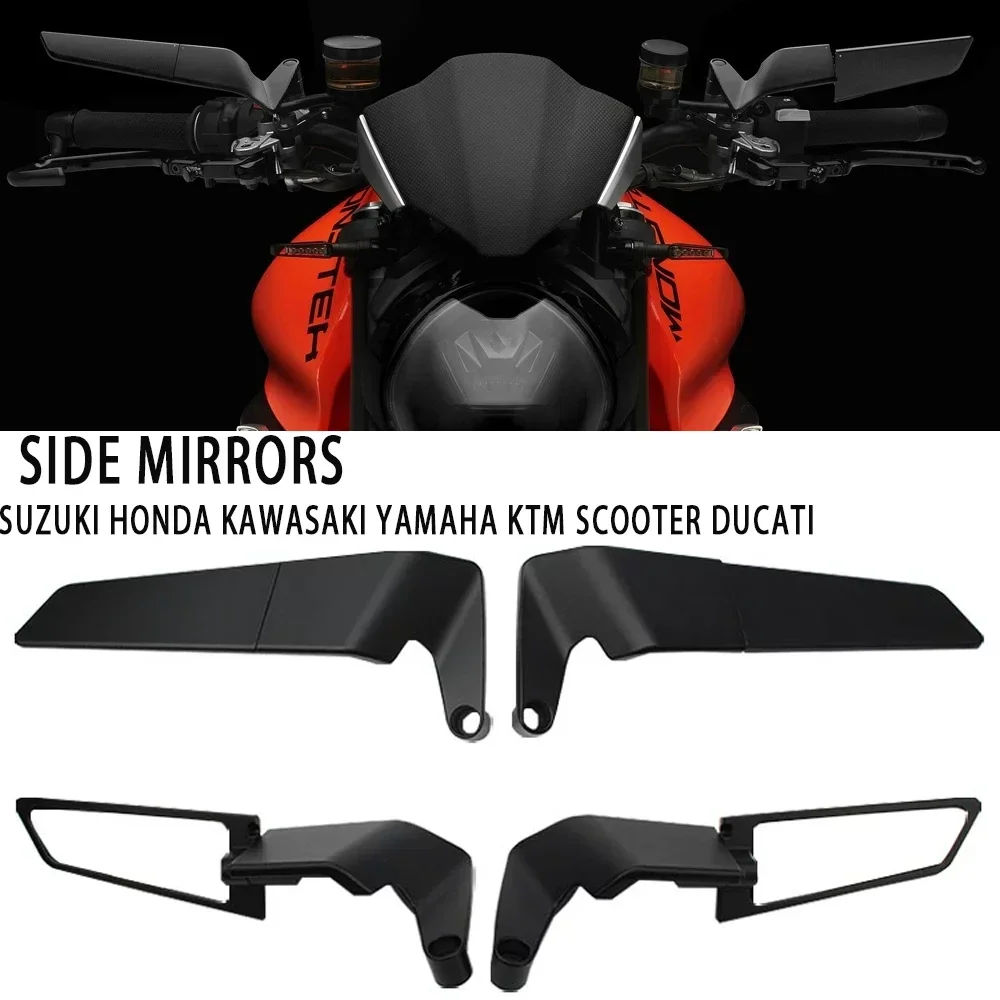 

For Suzuki Honda Kawasaki Yamaha ktm Scooter DUCATI Motorcycle Mirrors Stealth Winglets Kits To Rotate Adjustable