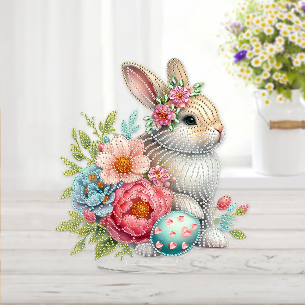 Acrylic Easter Goblin Diamond Painting Tabletop Ornaments Kit Cat Windmill Rabbit Truck  Diamond Painting Desktop Decor