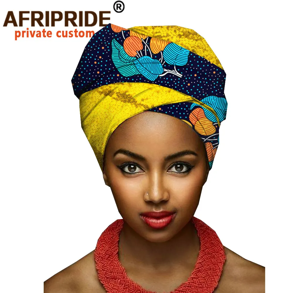 2022 African Headwrap Ankara Headscarf Traditional Headtie Scarf Turban 100% Cotton Wax Head Band Scrunchie AFRIPRIDE A19H005