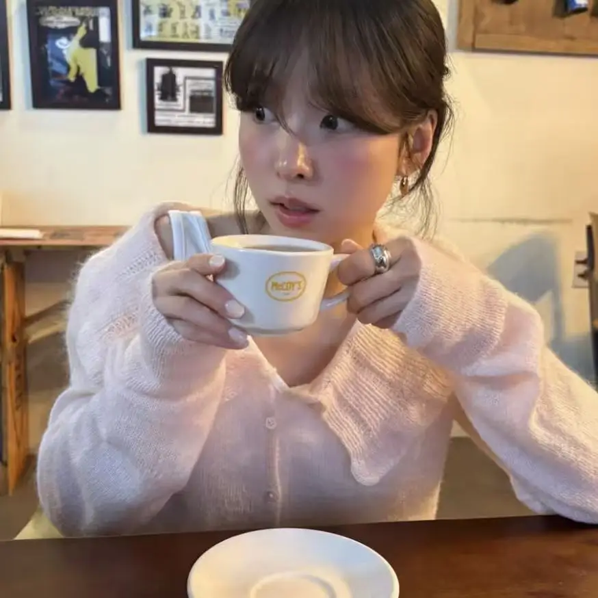 

Sweet Sle Tannat26 Spring Cardigan Coat Thin Knitted Hair Collar Stand Pink Women's ort Outerwear Long Sve Button