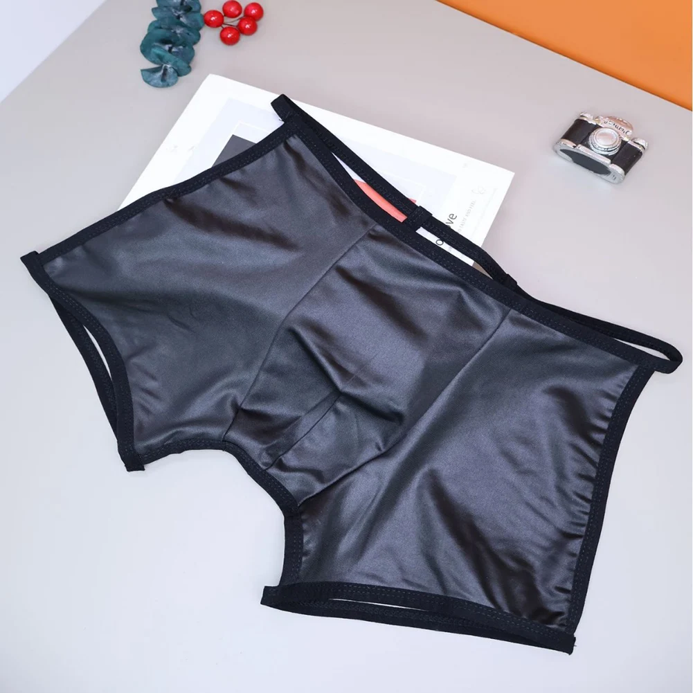 

Men Back Thin Rope Open Butt Boxer Shorts Underwear U Convex Panties Sleepwear Comfortable Lingerie Briefs For Nightclub Party