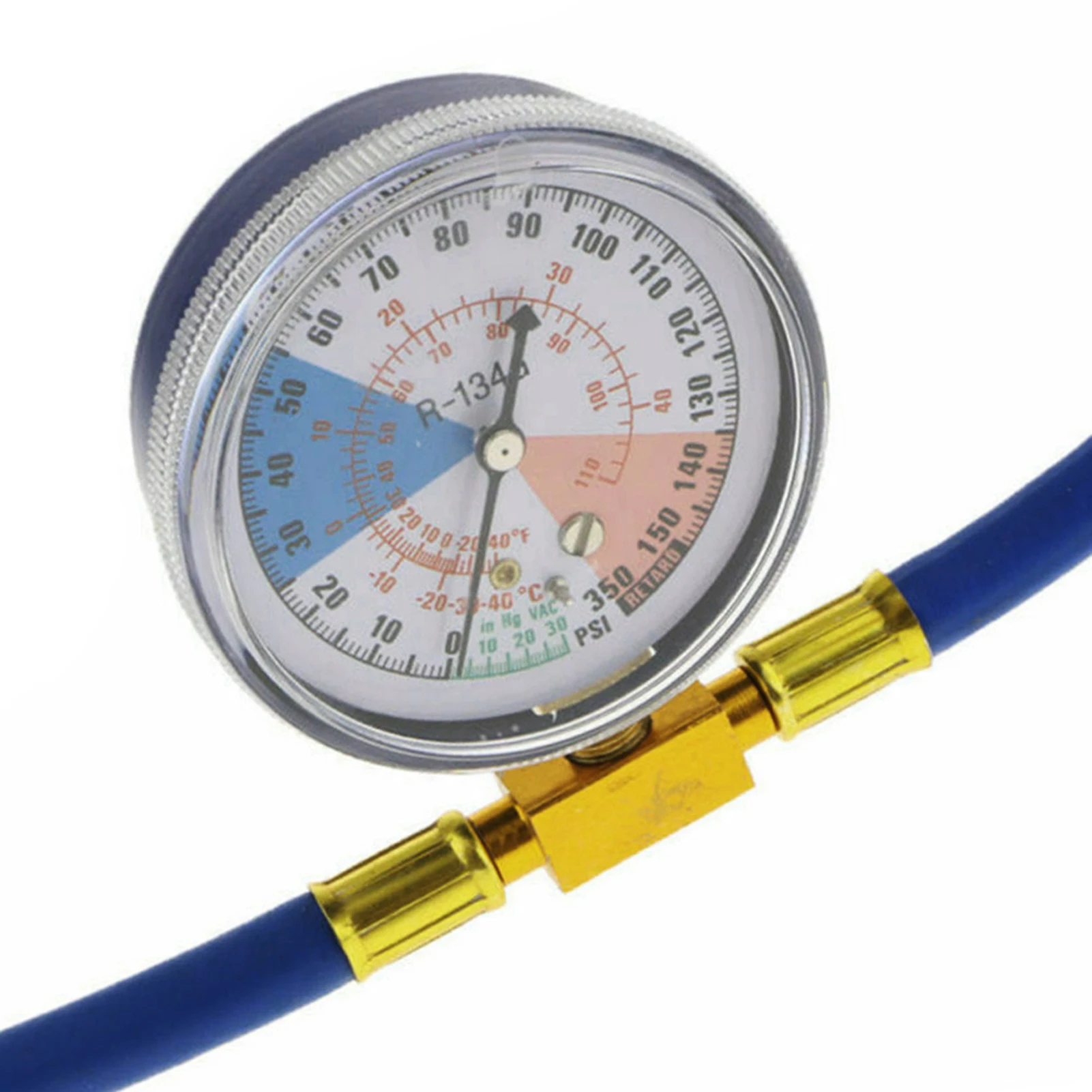 R134A Car Air Conditioning Refrigerant Charging Hose Kit With Pressure Gauge 1/2 Acme AC Recharge Measuring U-Hose Can Tap