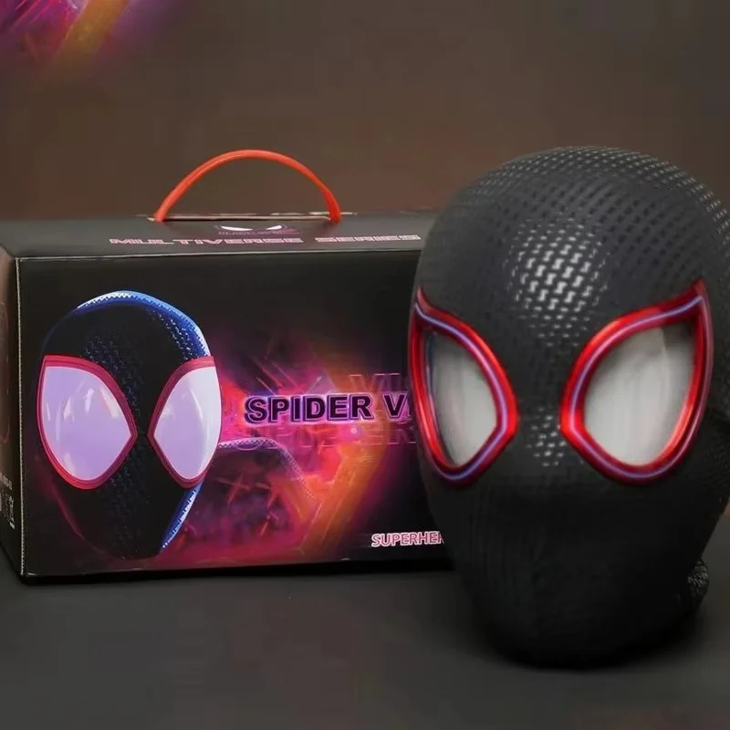 

1:1 Miles Morales Mask With Movable Eyes Mascara Electric Gwen Spider-Man Helmet Ring Control Halloween Cosplay Mask Toys Gifts
