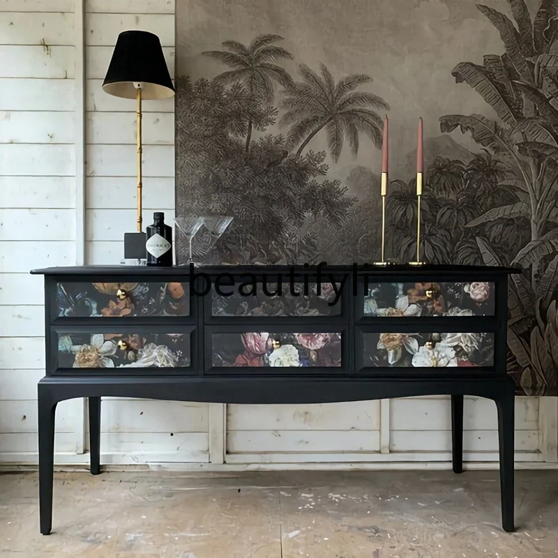 

Hand-painted drawer storage locker, living room entrance hall French entrance cabinet