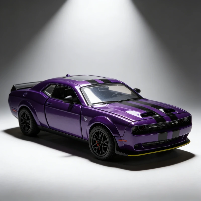 

1:32 Simulation sports car red-eyed hellcat, model pull back sound and light study shelf display ornament toy gift