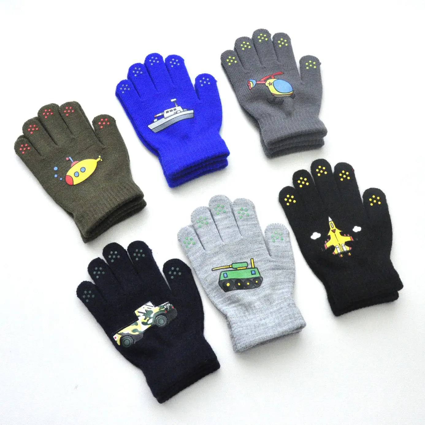 Winter Children Knitted Gloves For 5-12Y Baby Students New Cool Cars Warm Full Finger Mittens Outdoor Cycling Skiing Gloves