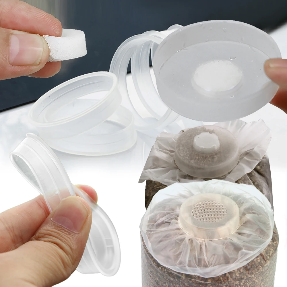 

Polypropylene Mushroom Growth Ring for Cultivating Edible Fungi Sealable Filter Cover Reusable Garden Spawn Bag Lock Loop Cap