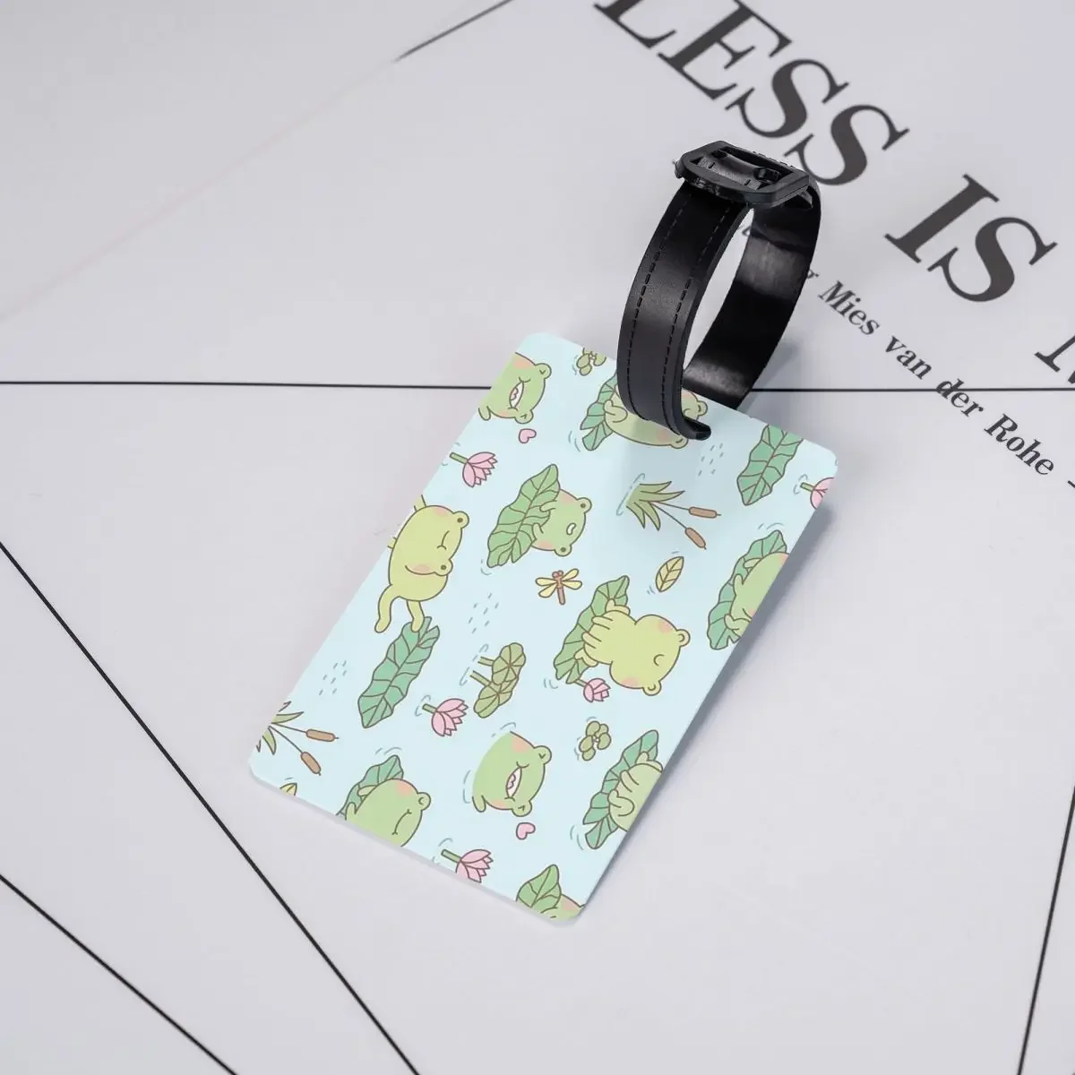Cute Frog And Dragonflies Pond Pattern Luggage Tags Suitcase Travel Fashion Baggage Boarding Tag Label Holder ID Name Address