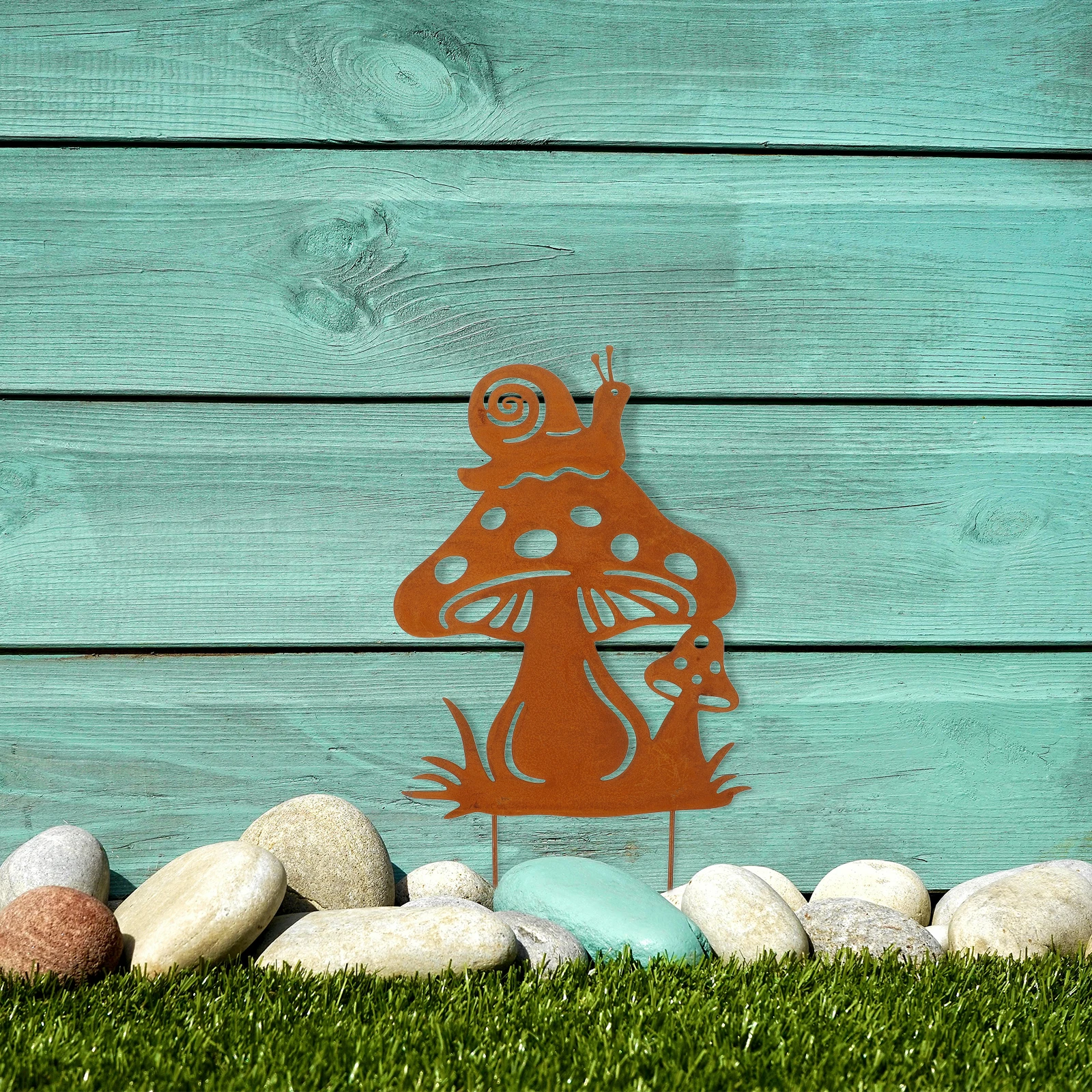 

Wrought Iron Snail Mushroom Garden Stakes Fairy Animal Cutout Metal Yard Rustic Outdoor Decorative Gnome