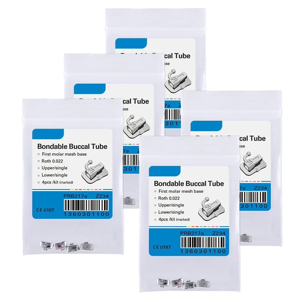 AZDENT 20 Stück = 5 Kits Zahnkieferorthopädisches verklebbares Bukkalröhrchen für 1./2. Molar Mesh Base Nicht umwandelbares Einzelrohr Roth/MBT – Detail 8